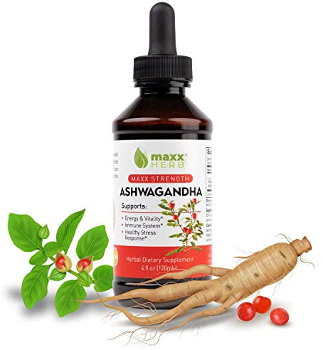 Maxx Herb Ashwagandha Extract – Max Strength Liquid Tincture Absorbs Better Than Capsules or Powder - for Stamina, Memory, & Immune Support - 4 Oz Bottle (60 Servings)