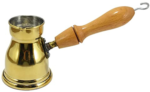 1 Brass Copper Pot Ibrik Briki Turkish Greek Coffee Maker Jazva Cezve Jezve Turka Ararat Arabic Arabian Arabic With Wooden Handle Hand Hammered Handmade Egypt Egyptian Decanter Size No2 (2.70oz/80ml)
