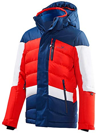 Black Crevice Chaqueta de esquí para niños (Unisex), Azul, Rojo y Blanco, 140