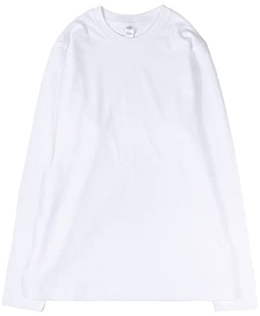 Cotton Long Sleeve T-Shirt Bottoming Shirt Round Neck Top Women Men (S, White)