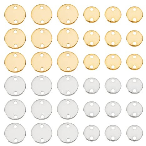 UNICRAFTALE 80 Stk 2 Farben 8/10 mm Edelstahl Blank Stamping Tag Anhänger Flacher Runder Schmuck Connector Verbindungs Charm Metall Anhänger Für Halsketten Armband Ohrring Schmuckherstellung