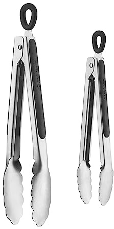 Cuisinart 2pc Tong Set - 7 & 9 Stainless Steel Kitchen Tongs with Locking Mechanism & Grip Handle, Dishwasher-Safe