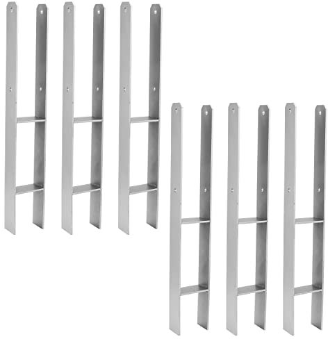 Ansobea Lot de 6 supports de poteau en H - Ancrage en H - En acier - Pour poteaux, clôture, abris de voiture, maisons sur pilotis - 91 x 600 x 5 mm