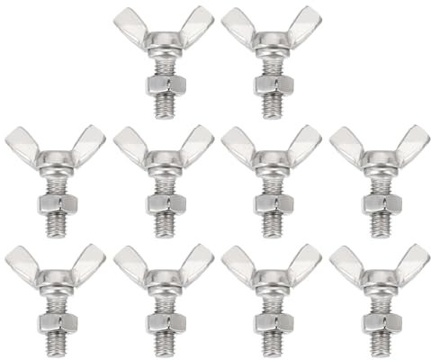 QUARKZMAN 10pz Viti Farfalla a Ali M6-1x16mm Con 10pz Dadi, Viti Farfalla a Mano in Acciaio Inossidabile 304, Viti Farfalla a Mano a Testa a Farfalla