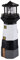 GLOBO Solar Leuchtturm Außen wetterfest Leuchtturm Solar für draussen Leuchtturm Deko mit Licht, Akku, schwarz weiß klar, LED kaltweiß, DxH 13x38 cm