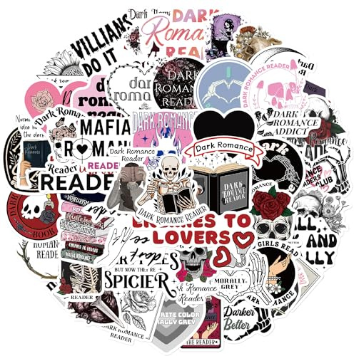 DIWSO Dark Romance - Pegatinas para lectores (50 unidades, para botellas de agua, portátiles, coches, patinetas, decoración de cuevas de hombre), A-003