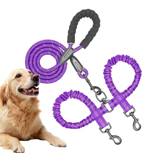 Corda da addestramento per cani, cintura di trazione 2 in 1 per cuccioli, rotazione regolabile, guinzaglio per addestramento a piedi per animali domestici, ammortizzante, elastico per cani di taglia