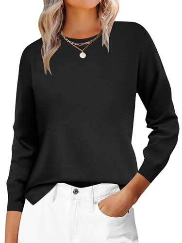 Zeagoo Jersey de Punto para Mujer Puente de Manga Larga Elegante Pullover Otoño Invierno Sólido SuéTer Casual Negro M