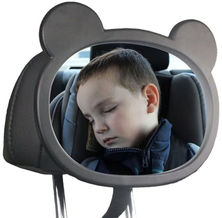 Espejo de coche bebé rotación 360 grados,Espejo para asiento de coche infantil orientado hacia atrás | Seguridad con marco animado Espejo retrovisor asiento trasero