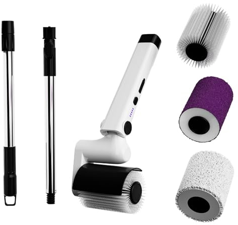 idqwsswt Cepillo de limpieza eficiente, fácil de usar, fregador giratorio eléctrico con cabezales intercambiables, motor potente, resistente al agua.