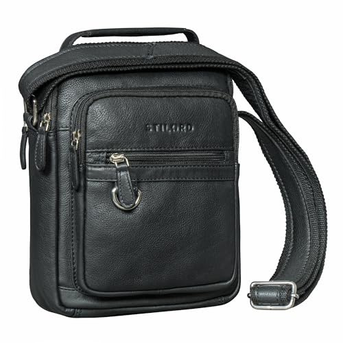 STILORD Lima Elegante Borsello Uomo Tracolla Pelle Piccolo Crossbody - Borsa Messenger Vera Pelle con Manico Borsa Piccola Porta Tablet 9,7 Pollici per Viaggi e Vita Colore:nero