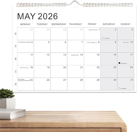Calendario Da Parete 2026 | Organizzatore Decorazione Appendibile Pianificatore Mensile | Calendario Per La Pianificazione Familiare,Per La Pianificazione In Ufficio Scuola Aula Camera