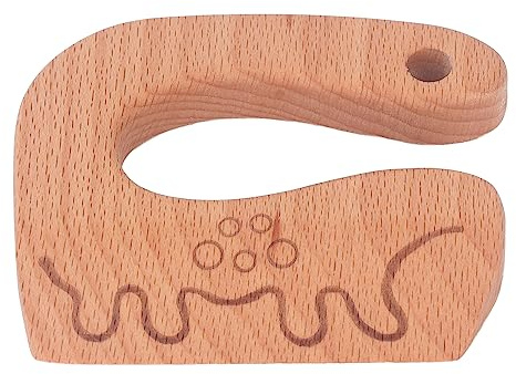 Mtlavishness Wooden Kids Knife - Säker matlagningsleksak för barn för åldrarna 2-8, Trähackare med dinosaurie-tema för att skära frukt, grönsaker, bröd - Ergonomiskt grepp för (Dinosaurie)