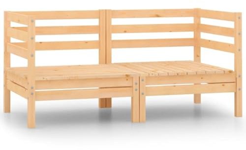 Roanoer Set di 2 divani angolari da giardino, in legno di pino massiccio, 63,5 cm, design moderno, robusto e modulare, per balcone, terrazza, giardino, lounge, gruppo di sedute per esterni
