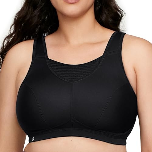 Glamorise Femme Sport Anti-rebondissements Sans Armature #1067 Soutien Gorge, Noir, 130H EU