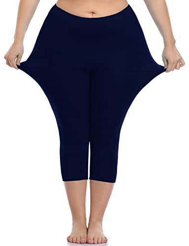 VOGUEMAX Womens Capri Leggings Plus Size High Waisted Crop Yoga Pants