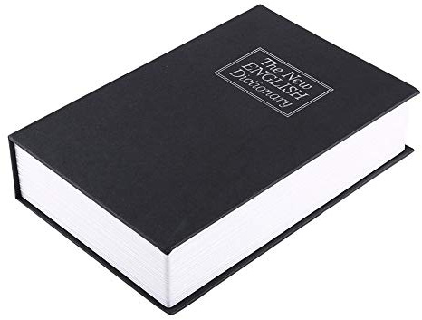Safe Buch-Tresor mit Schlüsseln, Wörterbuch-Design, Schwarz, 24x15.5x5.5cm, für Geld und Schmuck