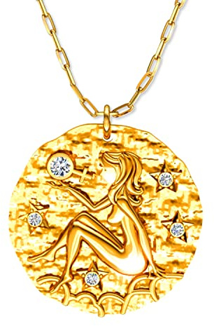LillyMarie Collar Dorado Con Longitud Ajustable Y Colgante De Signo Zodiacal