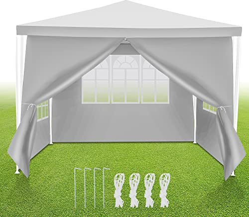 Sonnewelt Pabellón 3x3 m Carpa Impermeable Lona de PE Festival Resistente a UV Jardín 100g/m Cerveza 4 Lados Blanco,7527853