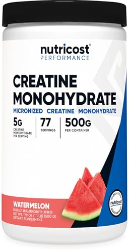 Nutricost Creatine Monohydrate Powder (Watermelon, 500 Gram) - Micronized Creatine Supplement - Vegan, Non-GMO, Gluten Free