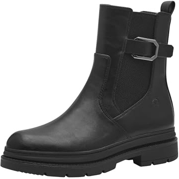 Tamaris Botines Chelsea Veganos para Mujer, Negro, 36 EU