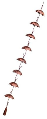 F Fityle Chaîne de Pluie de Parapluie décorative rétro de 3,3 Pieds, Pendentif en métal pour Drain extérieur, Porche, gouttière, décor d'avant-Toit de Maison