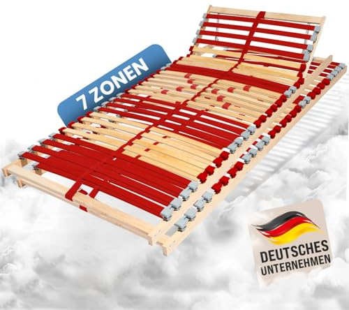 Coemo Juego de 2 somieres Ruby K 90 x 200 cm, 7 zonas, 28 listones, cabecero y dureza ajustables para cama de matrimonio, para todos los tipos de colchones, tipo de sueño