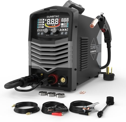 MIG Welder, 180A 110V/220V Gas MIG/Gasless MIG/Lift TIG/Stick 4 in 1 MIG Welding Machine, MIG with IGBT Inverter Synergic Control, Digital Screen Display and Over Loading Protection
