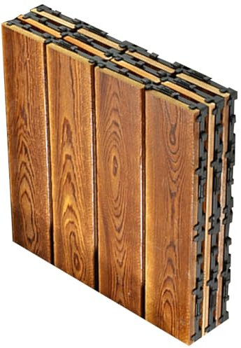 Fogukier Azulejos de Cubierta de Madera, Azulejos de Cubierta entrelazados,3 Tablas de terraza carbonizadas - Baldosas Antideslizantes de 12 x 12 Pulgadas, baldosas de césped para Pasarela