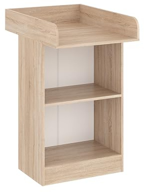 KOMTO Wickelkommode Sonoma Eiche - Wickeltisch Schmal, Baby Kommode mit Wickelaufsatz abnehmbar, Baby Changing Table | Lulliblox M1