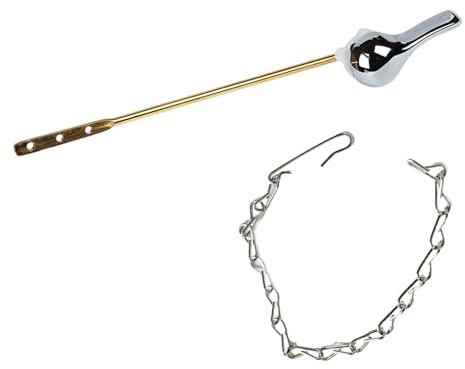 Palancas de repuesto universales para tanques de inodoro, mango de montaje frontal, palancas de viaje con cadena de aleta, palanca de descarga duradera, mango de montaje frontal de repuesto