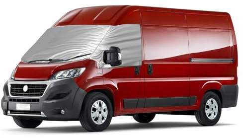 Opaltool Cubierta de Parabrisas Térmico Externo Compatible con Fiat Ducato 2006-2026, Parabrisas Delantero Cubierta Luxury de Plata para Protección contra Nieve, Hielo, Polvo y Sol