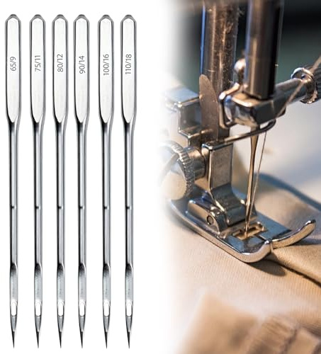 80 Pcs Universal Sewing Machine Needles,Universal Machine Needles,Sewing Machine Accessories Compatible with Singer Brother Janome Varmax, 6 Sizes 65/9,75/11,80/12,90/14,100/16,110/18