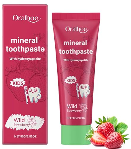 Pasta de Dientes, Pasta Dientes Niños, Sabor Fresa, Pasta Dental Hidroxiapatita, Pasta de Dientes Sin Fluor, Protege el Esmalte, Elimina Manchas Superficiales Apto para Niños