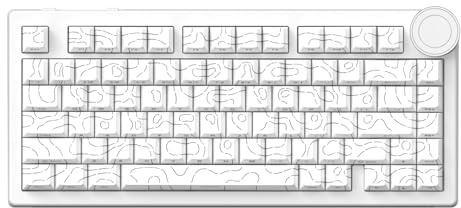 EPOMAKER AJAZZ AK820 V2 mekaniskt gamer-tangentbord, tri-läge, stor knapp, 2,4 Ghz/BT trådlös, 81 tangenter, Hot-Swap, PBT, Gasket, Switch Thocky, Gaming Keyboard 75 %, Qwerty (vit, kokosnöt)