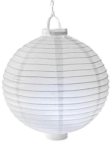 Lampion Led Blanc 30cm - Lampion Papier Blanc avec Led Intégrée - Lanterne Lumineuse pour Décoration Mariage, Anniversaire, Fêtes