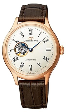 Orient Star Semi Skeleton Damen Armbanduhr Automatik Edelstahl/Leder Braun-Weiß 30,5mm, Wasserdichtigkeit: 5 Bar, RE-ND0003S00B