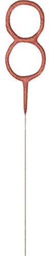 Rose Gold 8th Glitz Birthday Sparkler (17cm) - Perfect for Birthdays Cake Topper Decoration, Anniversary & More - 1 Pc