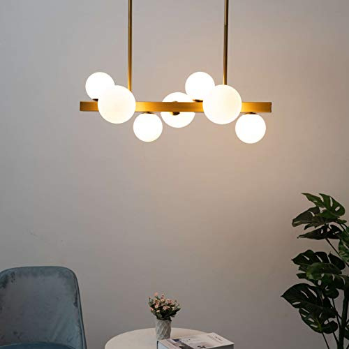 KOSILUM - Lampadario a sfera in vetro bianco – Oromia – Luce bianca calda illuminazione soggiorno camera da letto cucina corridoio – 7 x max 5 W – G9 – IP20