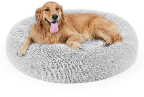 Dog Bed, Cat Calming Bed, Faux Fur Pillow Pet Donut Cuddler Round Plush Bed for Large Medium Small Dogs and Cats