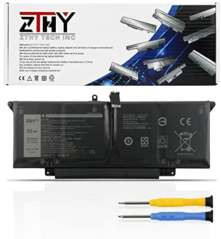 52Wh JHT2H Laptop Battery Compatible with Dell Latitude 7310 7410 Latitude 7410 Chromebook Enterprise Series P33S P33S001 P34S P34S001 35J09 0WY9MP 04V5X2 HRGYV 0HRGYV 4V5X2 09YYF 7.6V 6500mAh 4-Cell