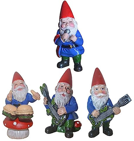 Statues de Jardin de Nains musicaux Ornements de Sculptures décoratives de Nains de Groupe de Musique pour la décoration intérieure
