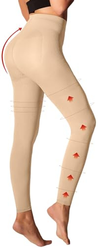 Medical Compression Pantyhose for Women 8-15mmHg, Graduated Support Footless Compression Tight, High Waist Circulation Compression Leggings, Comfort All Days, for Varicose Veins, Leg Pain(Nude, M)