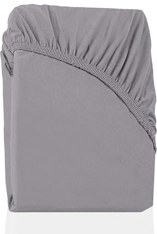 Spannbettlaken 120x200 cm Grau – Jersey, 100% Baumwolle, Gummizug – Bettlaken für Matratzen bis 30 cm Höhe, atmungsaktiv, weich & pflegeleicht