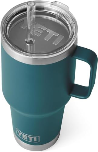 YETI Rambler Straw Mug, Stainless Steel Vacuum Insulated Mug with Stronghold Lid, Agave Teal, 35 oz (1 l)
