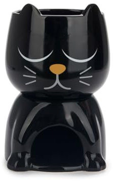 Balvi Fondue Wake Cat Color Negro Termosensible, el Gato Abre los Ojos Cuando se calienta Cerámica