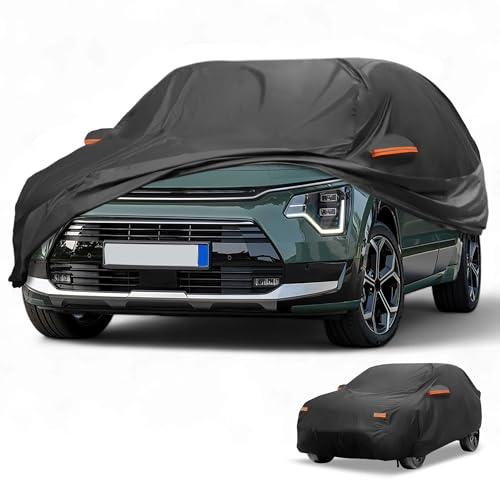 Partuto Copertura Auto Impermeabile Tutte le Stagioni Protezione Solare e Antipioggia Copertura Esterna Completa per Kia Niro 2016-2023 Film in Alluminio Nero con Strisce Riflettenti