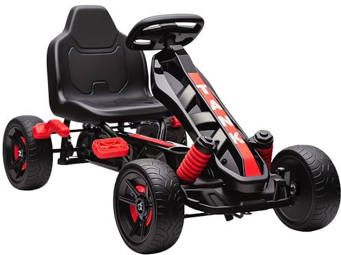 AIYAPLAY Kart Pedales para Niños de +3 Años Go Kart con Embrague Automático Freno Ruedas Antideslizantes de EVA y Marco Metálico Carga 50 kg Rojo