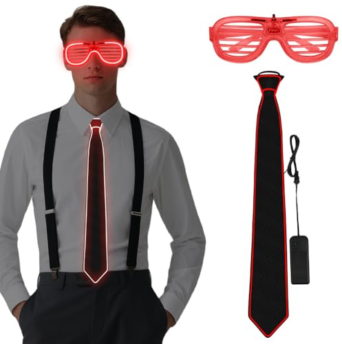 Alaoo Lunettes à LED, lunettes lumineuses pour fêtes, lunettes de discothèque, lunettes LED Party, avec LED Papillon, convient pour les fêtes d'anniversaire, les carnavals, le Nouvel An, Noël, B-Rouge