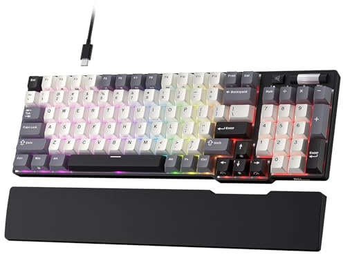 RK ROYAL KLUDGE C96 HE Mechanical Gaming Keyboard, Hall Effect Magnetic Switch, Hot Swap 90% Wired RGB Keyboard w/Wrist Rest, Rapid Trigger Adjustable Actuation, 8K Polling Rate, Mac &Win Web Driver